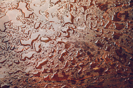 Drops on a wooden surface after a rainの写真素材