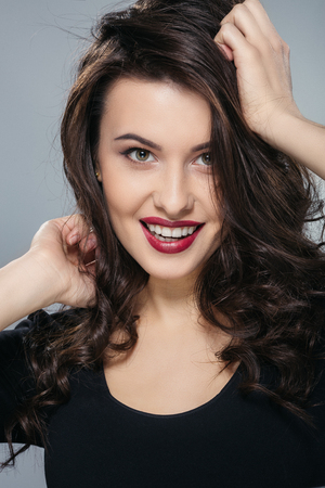 A portrait of beautiful brunette womanの写真素材