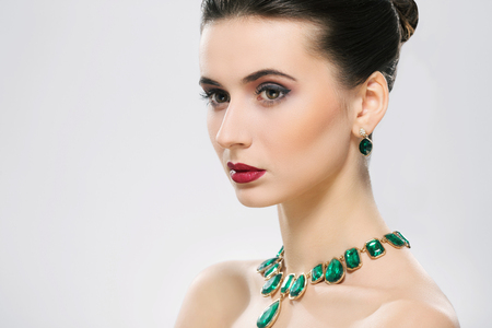 A portrait of beautiful woman with red lipsの写真素材
