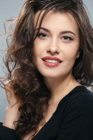 A portrait of beautiful brunette womanの写真素材