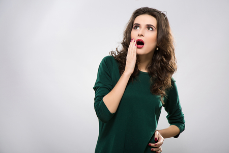 A portrait of lovely woman with dark hairの写真素材