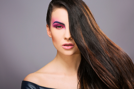 Model with colorful makeupの写真素材