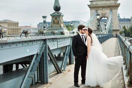 Beautiful wedding photo in Budapestの写真素材