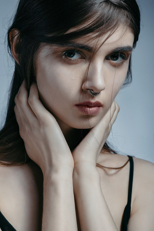 Girl with piercingの写真素材