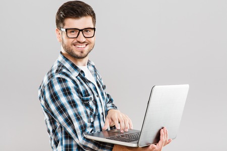 Man working on laptopの写真素材