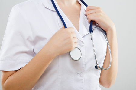 Stethoscopes on neckの写真素材