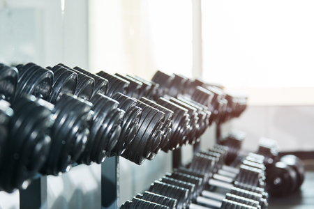 Dumbbells in gymの写真素材