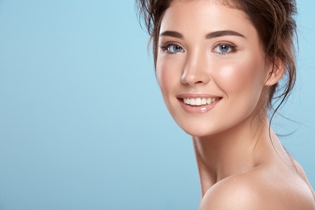 Beautiful woman with naked shouldersの写真素材