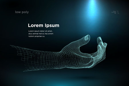 A blue wire frame hands reaching to each other.のイラスト素材