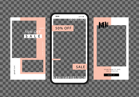 Stories template. Set photo frame. Streaming. Mockup for photo isolated on transparent backgroundのイラスト素材