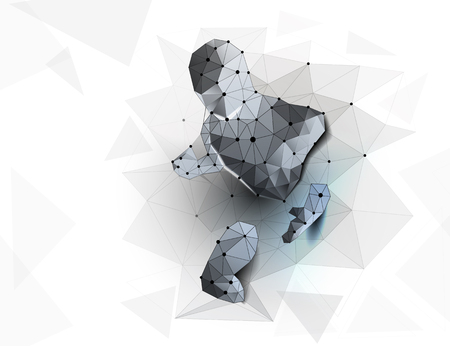 Cyber. Big data. Human exoskeleton. Polygonal futuristic design. Low poly wireframe mesh vector illustrationのイラスト素材
