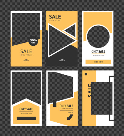 Stories Mockup. Editable template for social networks stories. Design backgrounds for social media. Photo frame.  Vector illustration isolated on transparent backgroundのイラスト素材