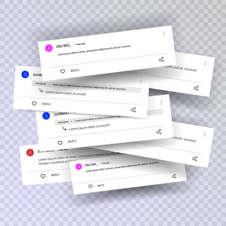 Template of comments. Leave a comment on the video. Reply to comment. template for feedback on the site.To make me like it. Vector illustration isolated on transparent backgroundのイラスト素材
