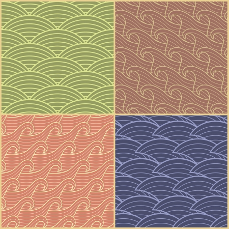 Set of four seamless abstract wave のイラスト素材