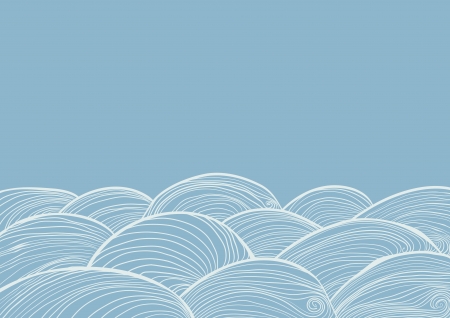 Hand drawn waves of water, vector background.のイラスト素材
