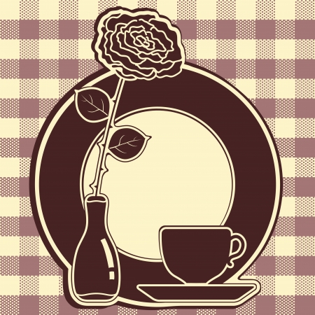 Big icon with rose and cupのイラスト素材