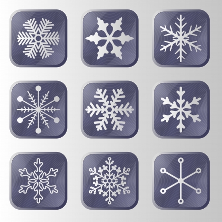 Set of snowflakes buttons  Vector design elements のイラスト素材