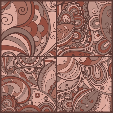 Set of floral abstract hand-drawn card. background.のイラスト素材