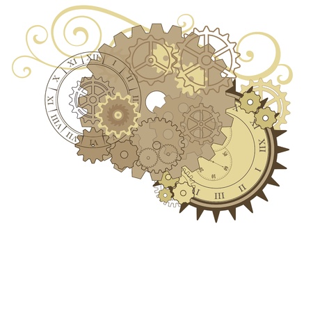 Collage with different gears, dials and swirls. Vector elements for design.のイラスト素材