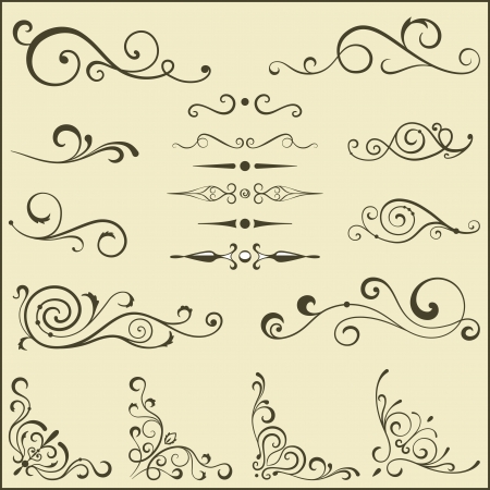 Set of vector swirl elements for design.のイラスト素材