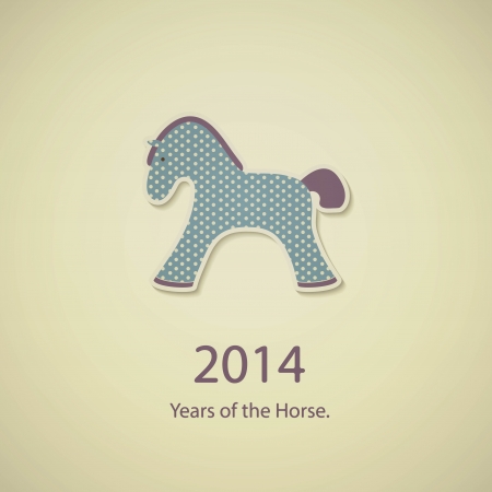 Christmas card with toy horseのイラスト素材