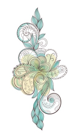 Vector floral composition with yellow and blue spots.のイラスト素材