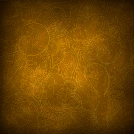 Grunge brown background with floral pattern.のイラスト素材
