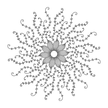 Floral circle with doodles flowers. Vector doodles element.のイラスト素材