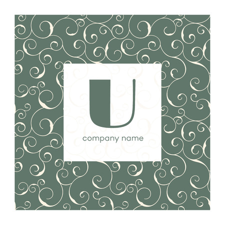 Vector monogram with swirly frame, vector background. Logo design templates.のイラスト素材