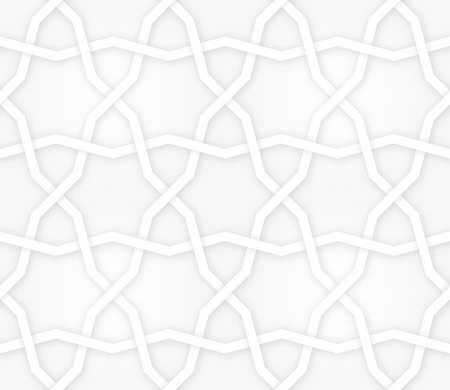 Seamless symmetrical abstract vector background in arabian style made of emboss geometric shapes with shadow. Islamic traditional pattern.のイラスト素材