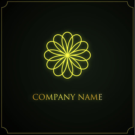 Vector swirl circle logo template on black background.のイラスト素材