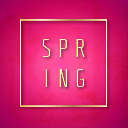Vector elegant pink spring background with golden text.のイラスト素材