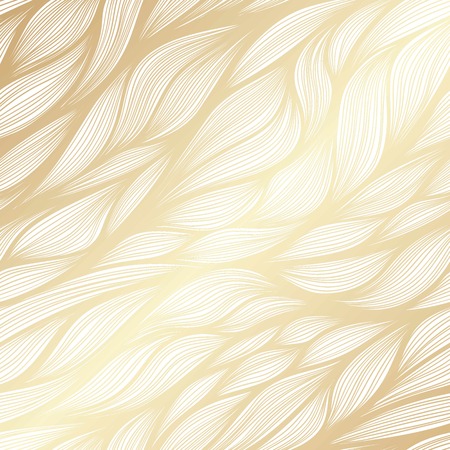 Abstract gradient vector hand drawn leaf doodle pattern with gold effectのイラスト素材