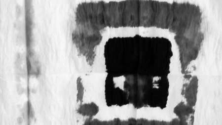 Dirty art. Black and white abstract ink background. Shibori monochrome design. with spots and stains. Party & celebration watercolour template. Vintage banner for celebration decoration design.の写真素材