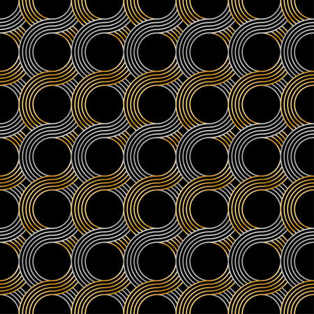 Retro pattern, made of glitter waves, lines and circles.のイラスト素材