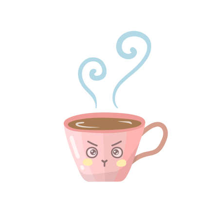Vector kawaii cute characters cup with smoke.のイラスト素材