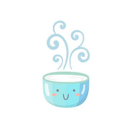 Vector kawaii cute characters cup with smoke.のイラスト素材