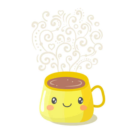 Vector kawaii cute characters cup with smoke.のイラスト素材