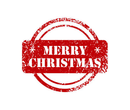 Grunge stamp with text Merry Christmas written inside the stamp. Christmas vector stamps on white backgroundのイラスト素材
