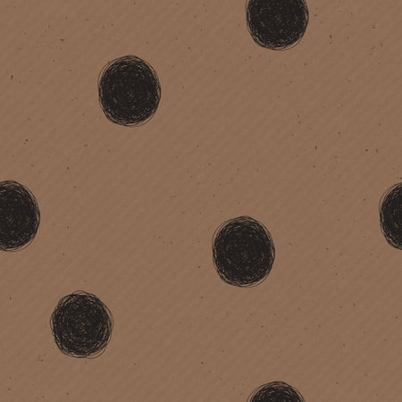Vector seamless texture of craft paper background with scriblle circles dot pattern. Brown cardboard sheet for wrapping, abstract pattern.のイラスト素材