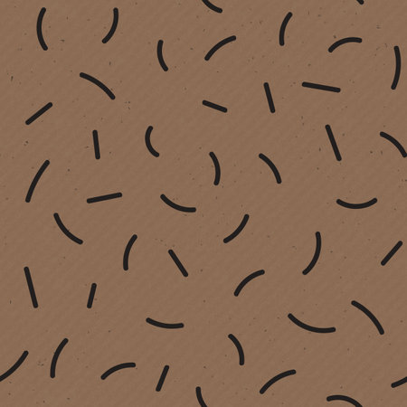 Vector seamless texture of craft paper background with Memphis pattern. Brown cardboard sheet for...