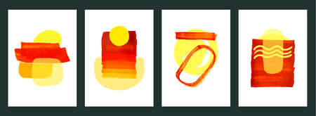 Abstract art background with watercolor stain elements. Painting brush texture vector decoration with art acrylic poster design. Set of trendy contemporary abstract creative hand painted compositions.のイラスト素材