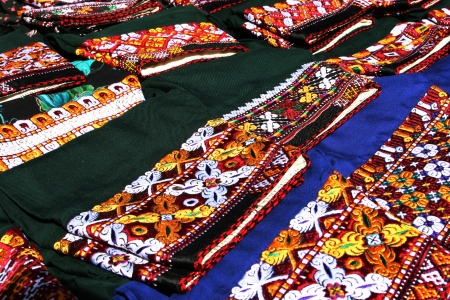 Element of national costume with traditional ornament  Turkmenistan  Ashkhabad market 