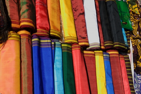 Handmade national textile for traditional women dress  Turkmenistan  Ashkhabad market の写真素材