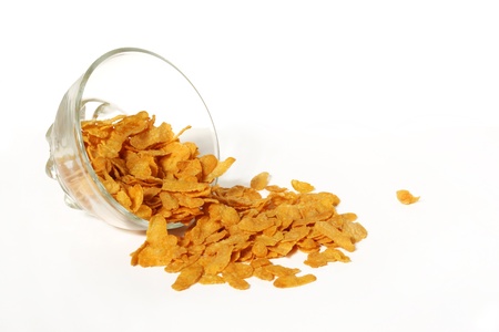 Cornflakes in a glass bowl