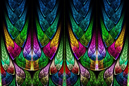 Fractal pattern in stained glass style  Computer generated graphics の写真素材