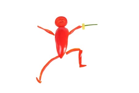 Healthy eating  Little funny fencer made   of pepper の写真素材