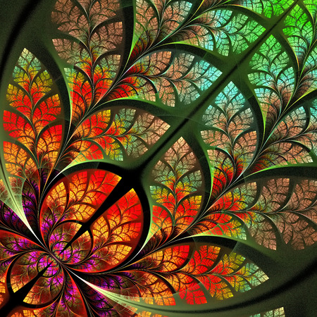 Multicolor fabulous fractal pattern. Collection - tree foliage. Computer generated graphics.の写真素材