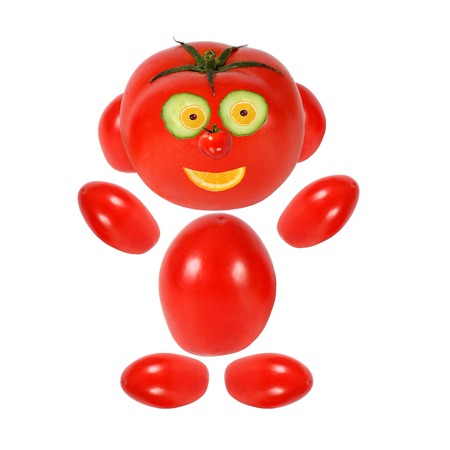 Funny tomato looks and smilesの写真素材