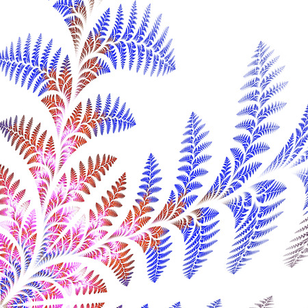 Asymmetrical pattern of the leaves in blue and brown. On white background. Computer generated graphics.の写真素材
